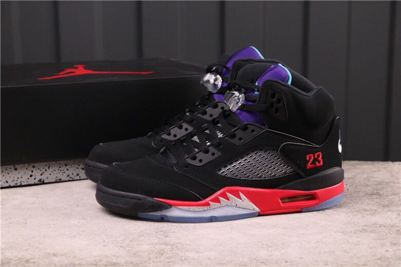 Original Air Jordan 5 Top 3 Black Purple Red - Click Image to Close